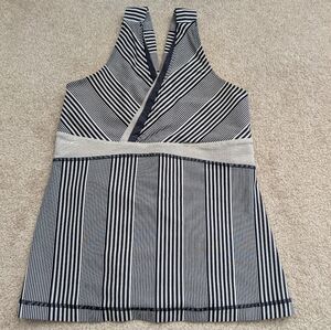 Lululemon Striped Navy and White Sleeveless Tank Top